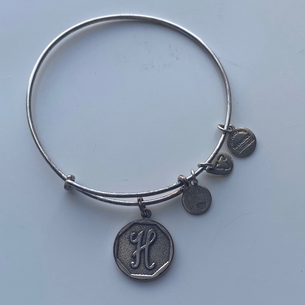 Alex and Ani- H initial Silver Charm Bangle Bracelet
